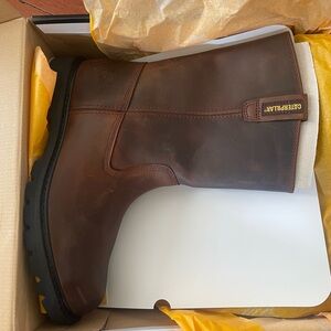 Caterpillar Men's Dark Brown Leather Boots with steel toe: REVOLVER WELLINGTON